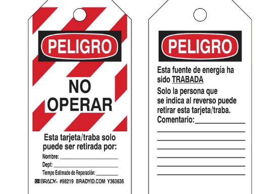 Tarjetas «Peligro ¡No Operar!»